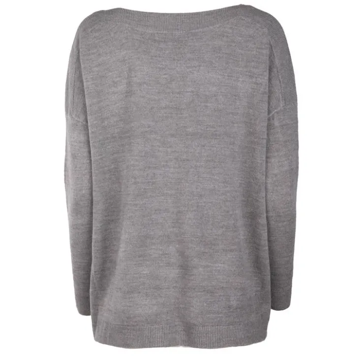 ONLY Pull Lamalia manches longues et encolure bateau Femme GRIS New