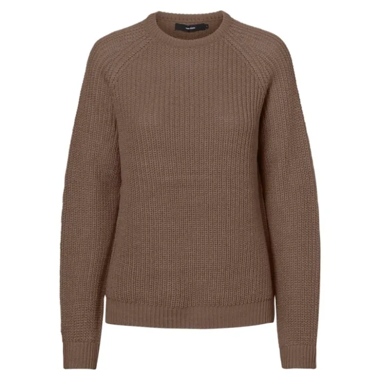 VERO MODA Pull Lea col ras de cou maille Femme KAKI Outlet