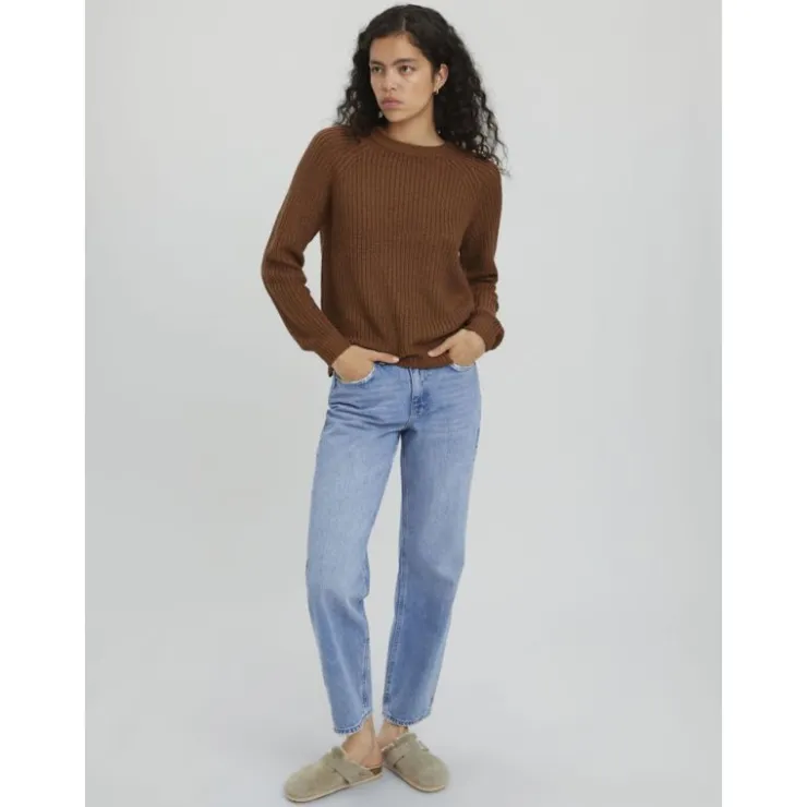 VERO MODA Pull Lea col ras de cou maille Femme KAKI Outlet