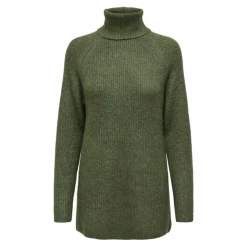 JDY Pull long col roulé maille poignets cotelés Femme KAKI Outlet