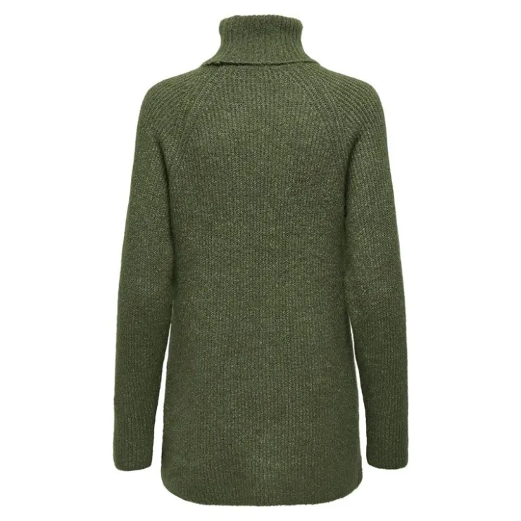 JDY Pull long col roulé maille poignets cotelés Femme KAKI Outlet