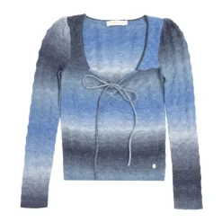 LA PETITE ETOILE Pull maille ajourée melodie col carré dégradé Femme BLEU Clearance