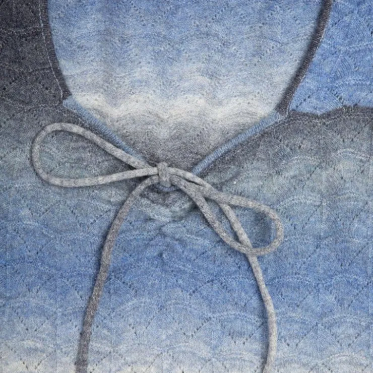 LA PETITE ETOILE Pull maille ajourée melodie col carré dégradé Femme BLEU Clearance