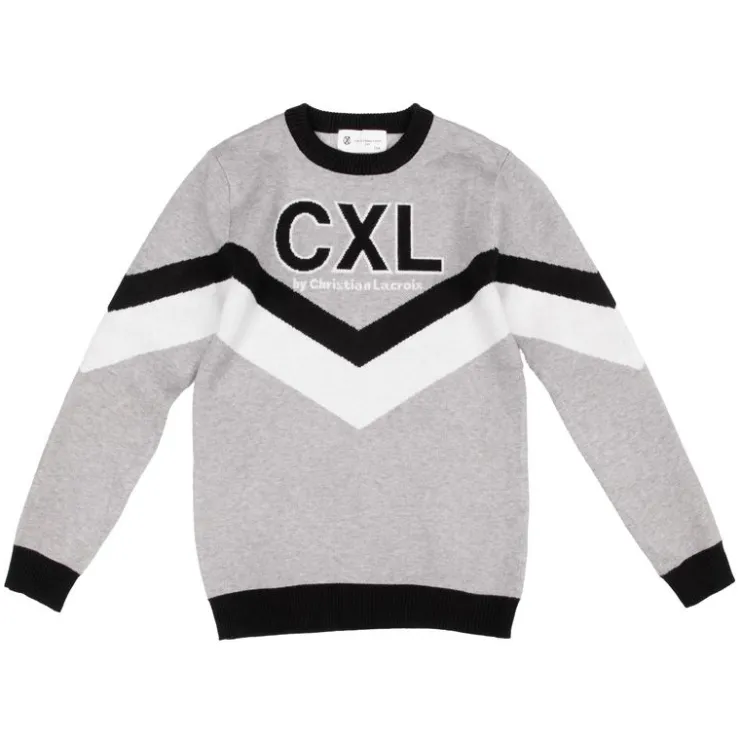 CXL BY CHRISTIAN LACROIX Pull maille avec imprimé bandes col coloré Garçon GRIS Outlet