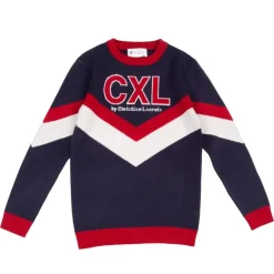 CXL BY CHRISTIAN LACROIX Pull maille avec imprimé bandes col coloré Garçon BLEU FONCE Outlet
