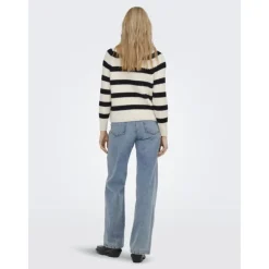 ONLY Pull maille col cheminée zippé Leise freya Femme BLANC ECRU Outlet