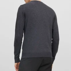 JACK & JONES Pull maille coton col rond tissu tricoté Homme GRIS FONCE Best