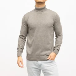 DEELUXE 74 Pull maille fine chinée col roulé Homme GRIS Hot