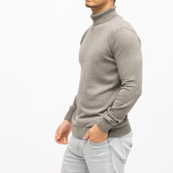 DEELUXE 74 Pull maille fine chinée col roulé Homme GRIS Hot