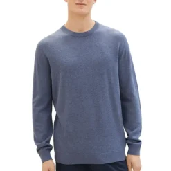 TOM TAILOR Pull maille fine col rond Homme BLEU INDIGO Sale