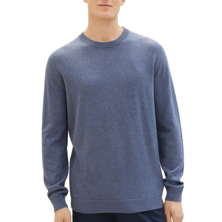 TOM TAILOR Pull maille fine col rond Homme BLEU INDIGO Sale