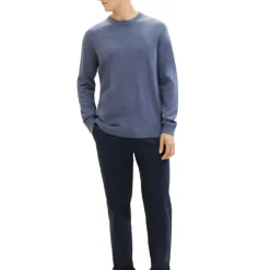 TOM TAILOR Pull maille fine col rond Homme BLEU INDIGO Sale