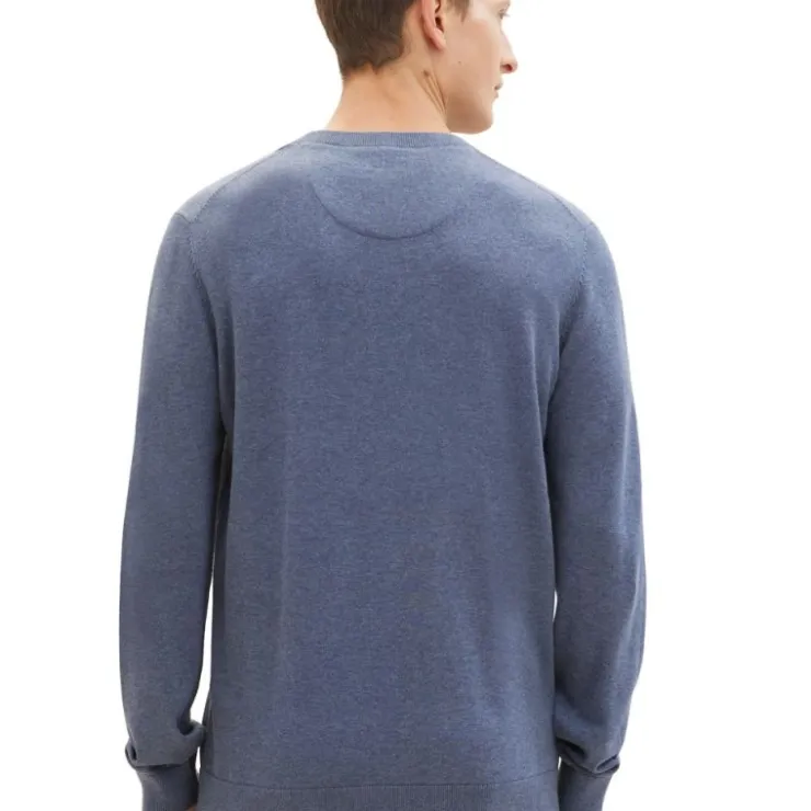 TOM TAILOR Pull maille fine col rond Homme BLEU INDIGO Sale
