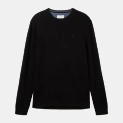 TOM TAILOR Pull maille fine col rond Homme NOIR Sale