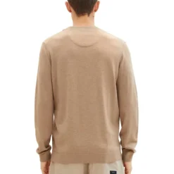 TOM TAILOR Pull maille fine col rond Homme MARRON CLAIR Outlet