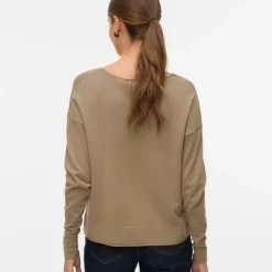 VERO MODA Pull maille fine col v breeze mermaid Femme BEIGE New