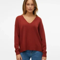 VERO MODA Pull maille fine col v breeze mermaid Femme BORDEAUX Online