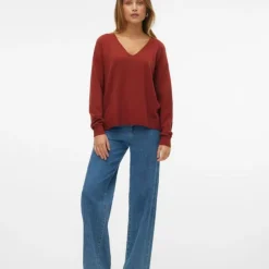 VERO MODA Pull maille fine col v breeze mermaid Femme BORDEAUX Online