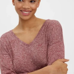 VERO MODA Pull maille fine oversize brianna manches 3/4 Femme BORDEAUX Outlet