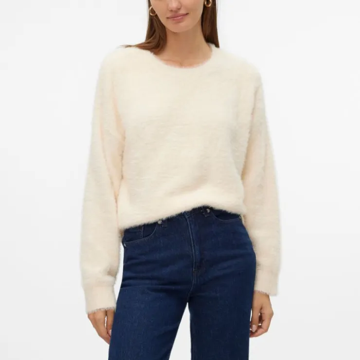 VERO MODA Pull maille malina col rond Femme BLANC ECRU Outlet