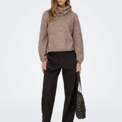 ONLY Pull maille regular gila col roulé Femme MARRON Sale