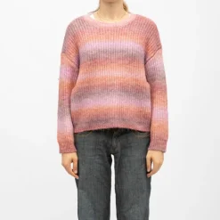 DEELUXE 74 Pull maille tricotée col rond passoa multicolor manches longues Femme ROSE Outlet