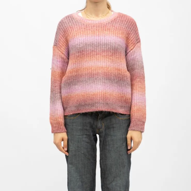 DEELUXE 74 Pull maille tricotée col rond passoa multicolor manches longues Femme ROSE Outlet