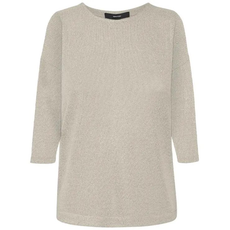 VERO MODA Pull manche 3/4 uni Femme BEIGE Discount
