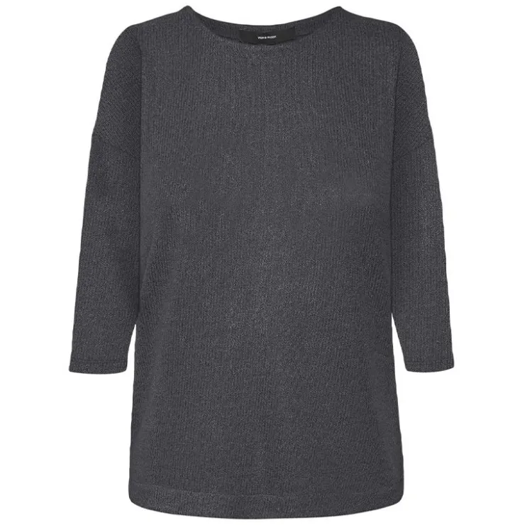 VERO MODA Pull manche 3/4 uni Femme GRIS Discount