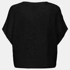 ONLY Pull manches courtes col V torsades oversize onlmalou Femme NOIR Online