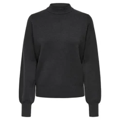 JDY Pull Mila col haut maille fine Femme GRIS FONCE Sale