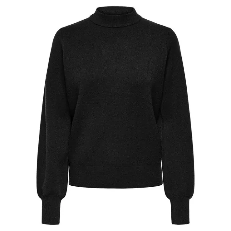 JDY Pull Mila col haut maille fine Femme NOIR Clearance