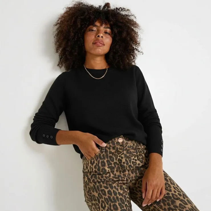 ONLY Pull Minna col rond en maille douce Femme NOIR Outlet