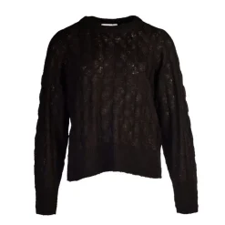 VILA Pull Myrna en maille col ras de cou Femme NOIR Best