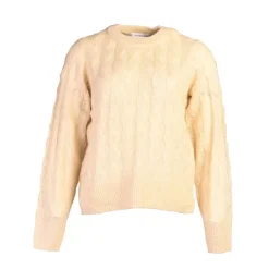 VILA Pull Myrna en maille col ras de cou Femme BLANC ECRU Clearance