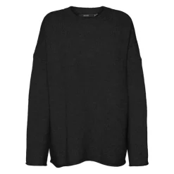 VERO MODA Pull Noelle avec ourlet col rond maille Femme NOIR Sale