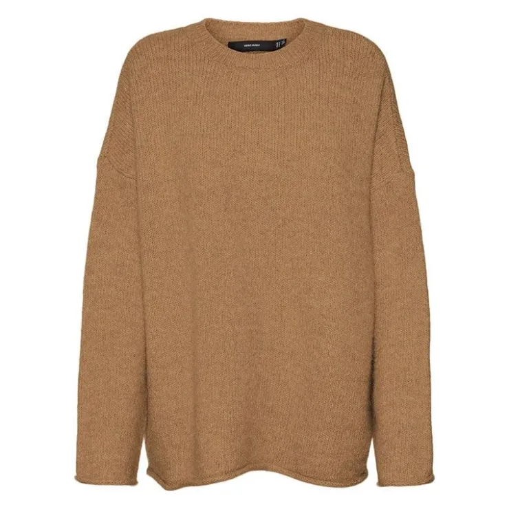 VERO MODA Pull Noelle oversize en maille manches larges chiné Femme BEIGE Clearance