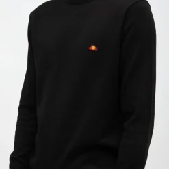 ELLESSE Pull avec liserés orange et rouge Homme NOIR New