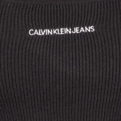 CALVIN KLEIN Pull décolleté cotelé manches longues Femme NOIR Sale