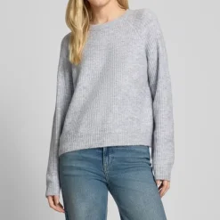 PIECES Pull Olla doux maille cotêlé Femme GRIS CLAIR Clearance