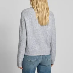 PIECES Pull Olla doux maille cotêlé Femme GRIS CLAIR Clearance