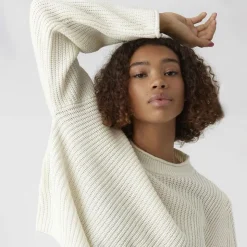 VERO MODA Pull over manches longues vmsayla en maille Femme BLANC ECRU Discount