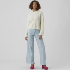VERO MODA Pull over manches longues vmsayla en maille Femme BLANC ECRU Discount