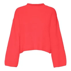 VERO MODA Pull over manches longues vmsayla en maille Femme ORANGE Hot