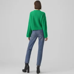 VERO MODA Pull over manches longues vmsayla en maille Femme VERT New