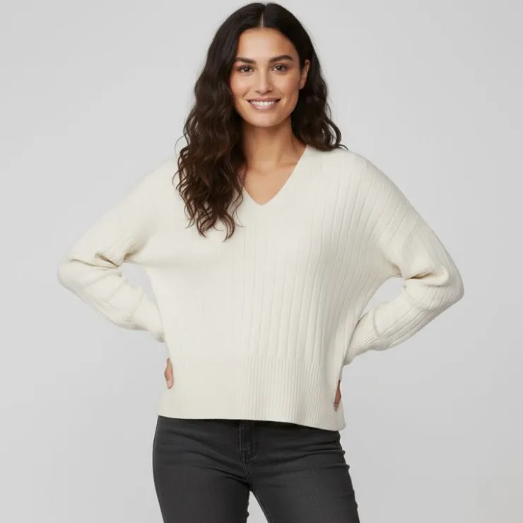 VERO MODA Pull over manches longues col V Femme BEIGE Outlet