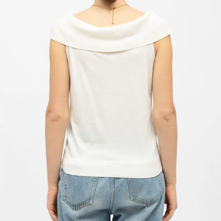 LA PETITE ETOILE Pull épaules dénudées megan maille fine Femme BLANC ECRU Online