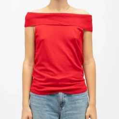 LA PETITE ETOILE Pull épaules dénudées megan maille fine Femme ROUGE