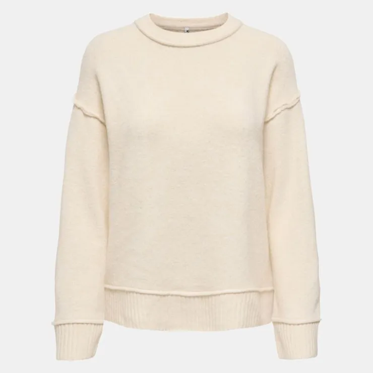 ONLY Pull épuré maille hazel col rond Femme BLANC ECRU Hot