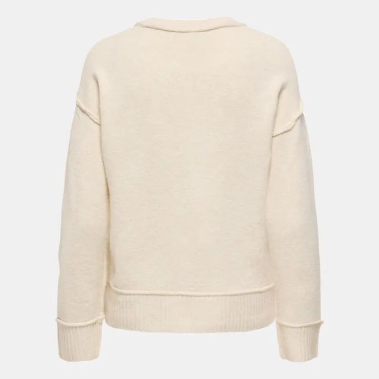 ONLY Pull épuré maille hazel col rond Femme BLANC ECRU Hot